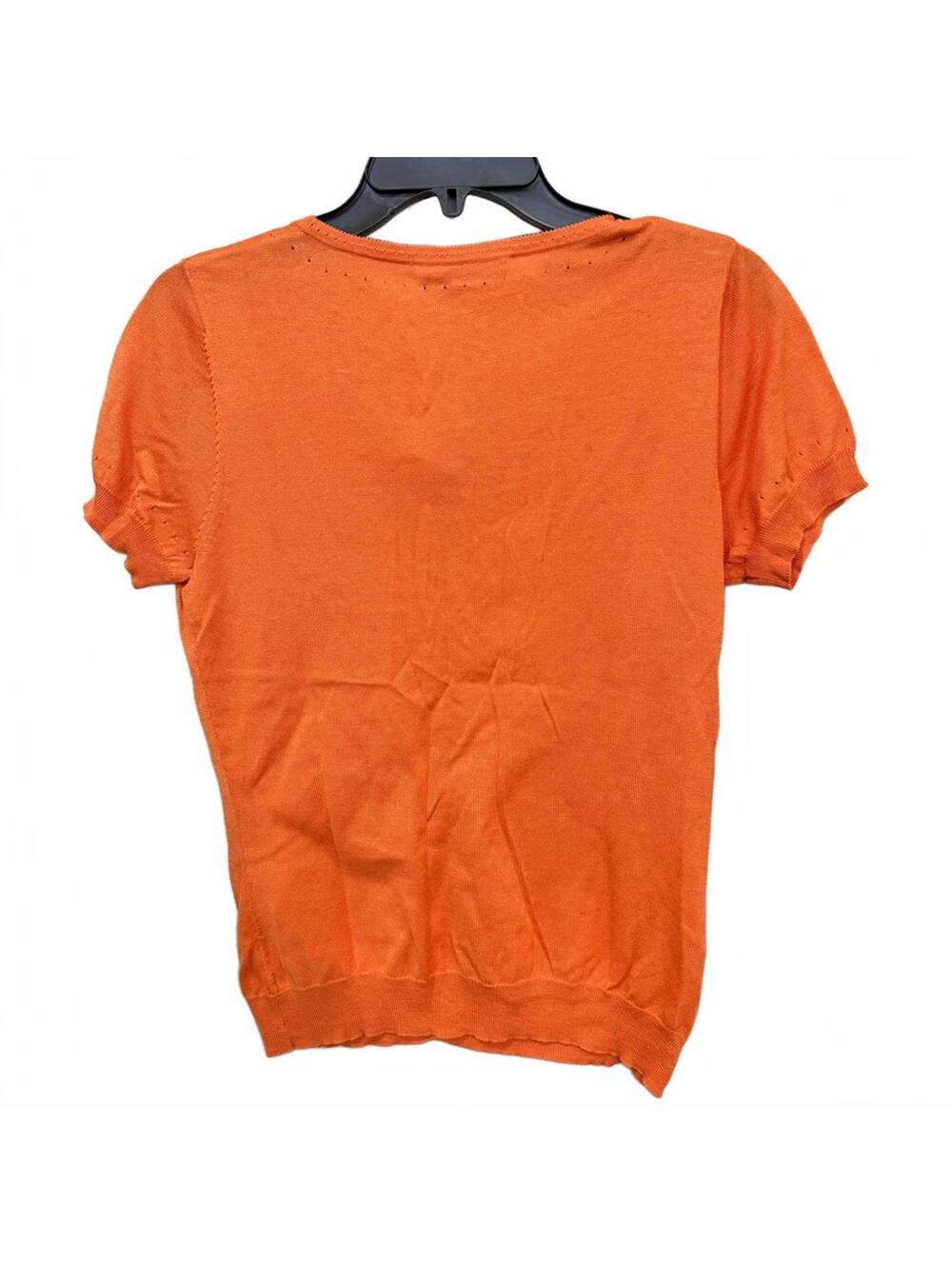 NWT Maxime Orange Short Sleeve Cardigan Top V-Neck Button Up Medium Y2K Coquette - Picture 2 of 5